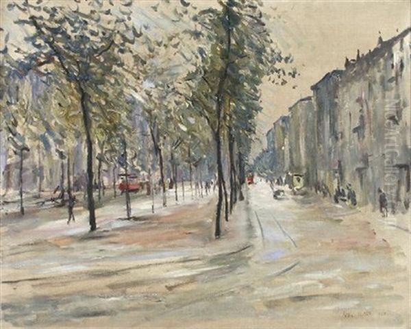 Johann-georgen-allee Zu Dresden Oil Painting by Wilhelm Claus