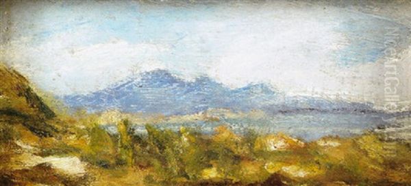 Lanscape With A Lake And Mountains Oil Painting by Joaquin Clausell