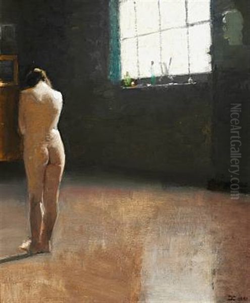 A Nude In P. S. Kroyer's Studio In Bredgade 33 In Copenhagen Oil Painting by Christian Valdemar Clausen