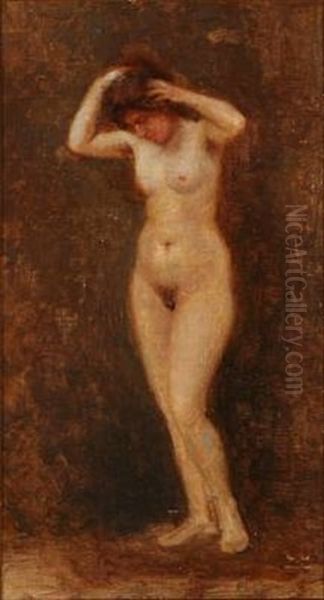 A Female Nude Oil Painting by Christian Valdemar Clausen