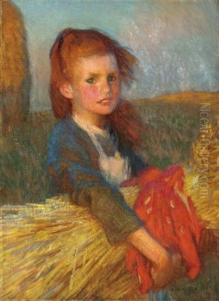 A Gleaner Oil Painting by Sir George Clausen