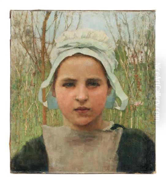 Marie, A Peasant Girl Of Quimperle Oil Painting by Sir George Clausen