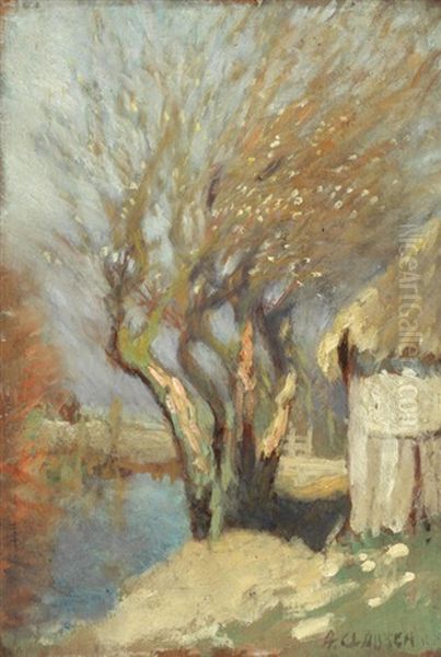 Riverside Tree Oil Painting by Sir George Clausen