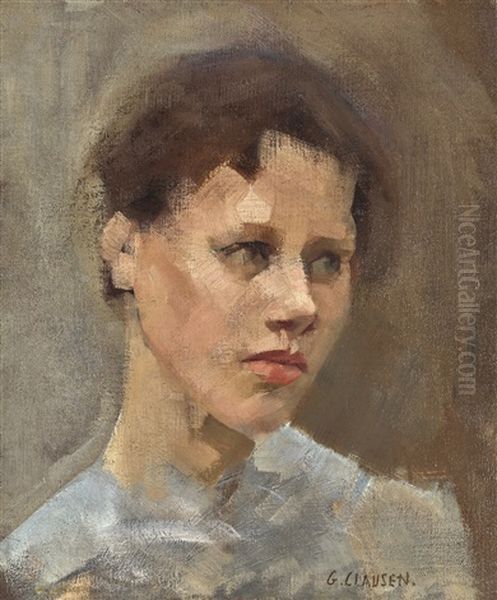 Head Of Polly Baldwin Oil Painting by Sir George Clausen