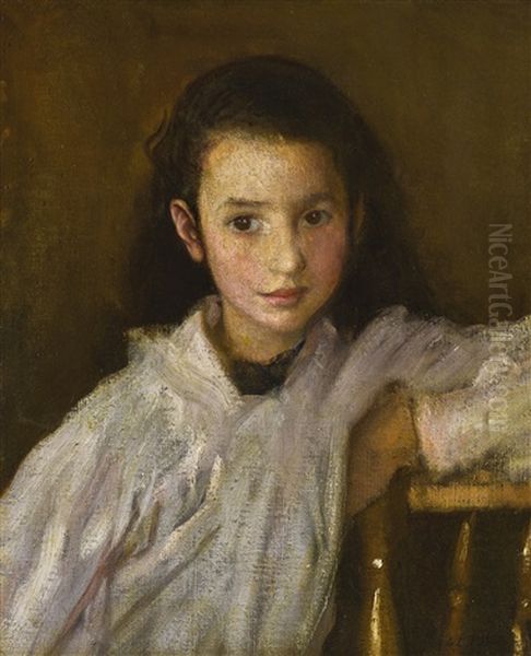 Portrait Of A Young Girl Oil Painting by Sir George Clausen