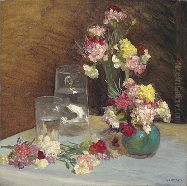 Carnations Oil Painting by Sir George Clausen