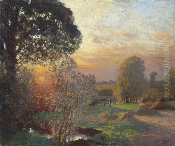 Tranquil Sunset - September Oil Painting by Sir George Clausen