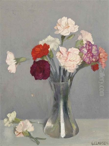 Carnations Oil Painting by Sir George Clausen