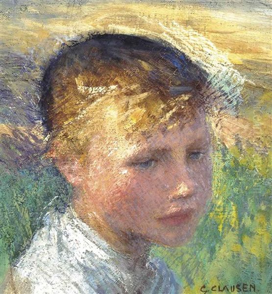 Head Of A Girl Oil Painting by Sir George Clausen