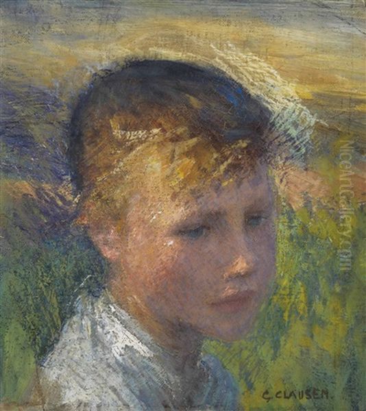 Head Of A Girl Oil Painting by Sir George Clausen