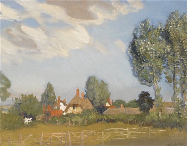 An Essex Village Oil Painting by Sir George Clausen