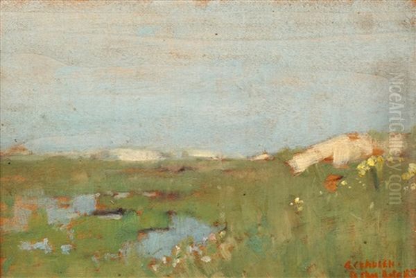 Sand Dunes (+ Study Of A Girl's Head; 2 Works) Oil Painting by Sir George Clausen