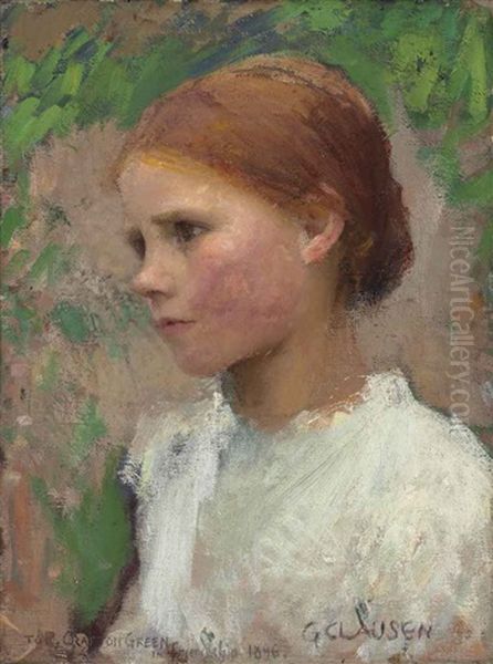 A Village Girl (rose Grimsdale) Oil Painting by Sir George Clausen