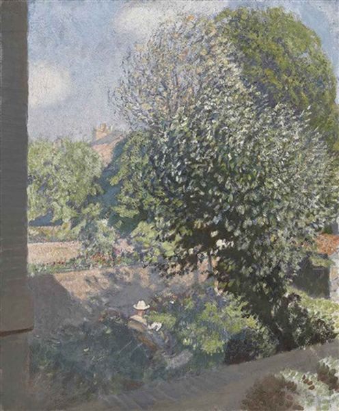 A Shady Corner Oil Painting by Sir George Clausen