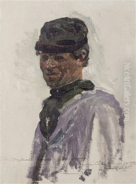 Portrait Of A Breton Fisherman Oil Painting by Sir George Clausen