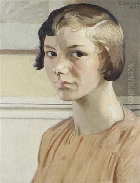 Portrait Of Elizabeth Clausen Oil Painting by Sir George Clausen