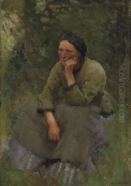 A Moment's Rest Oil Painting by Sir George Clausen