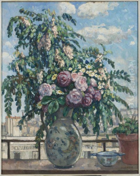 Le Bouquet (vue De L'atelier De L'artiste) Oil Painting by Albert Andre