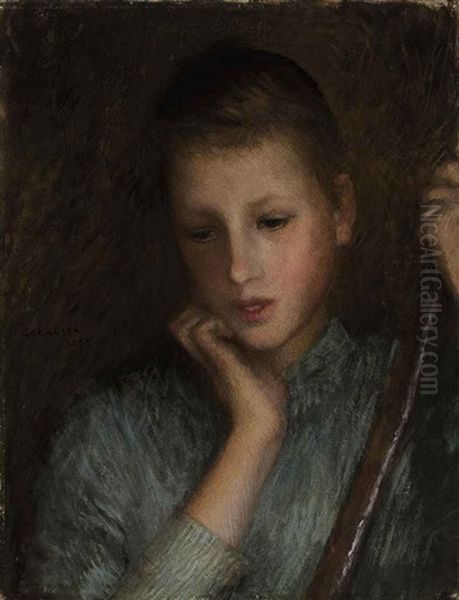 Pensive Oil Painting by Sir George Clausen