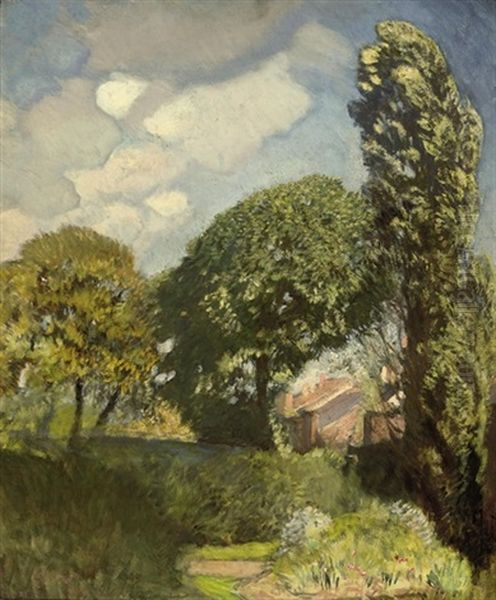 At The Edge Of The Farm Oil Painting by Sir George Clausen