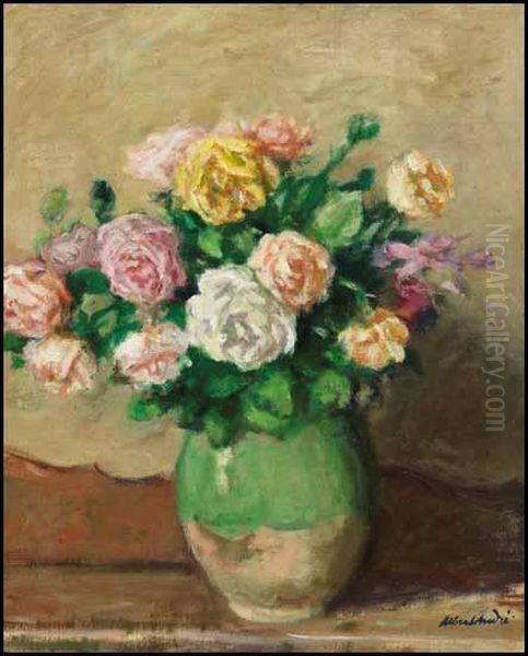 Bouquet Of Roses Oil Painting by Albert Andre