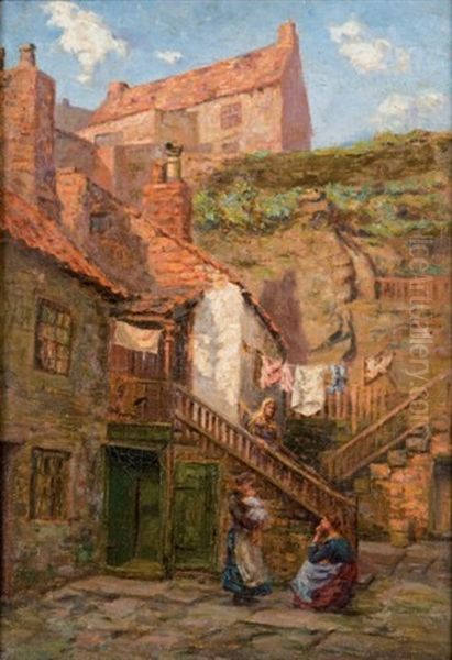 La Conversation Dans Le Village Oil Painting by Sir George Clausen