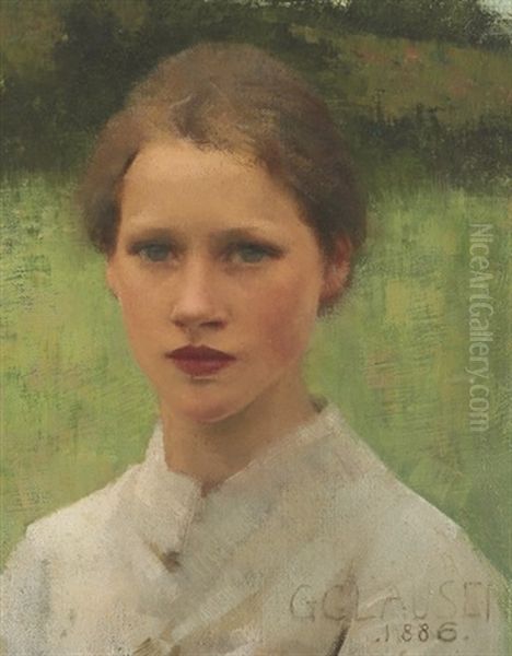 A Village Maiden Oil Painting by Sir George Clausen