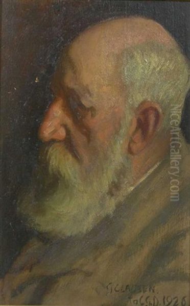 Head And Shoulder Portrait Of Charles George Danford (+ Another, Prepatory Drawing; 2 Works) Oil Painting by Sir George Clausen