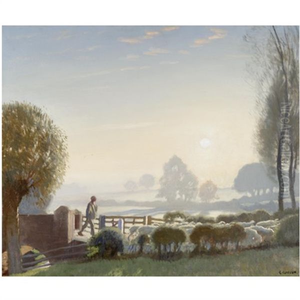 The Shepherd Boy, Sunrise Oil Painting by Sir George Clausen