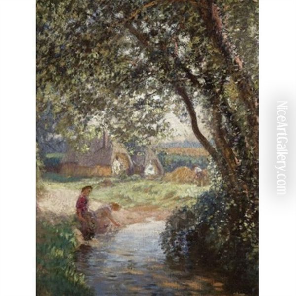 A Little Pool Oil Painting by Sir George Clausen