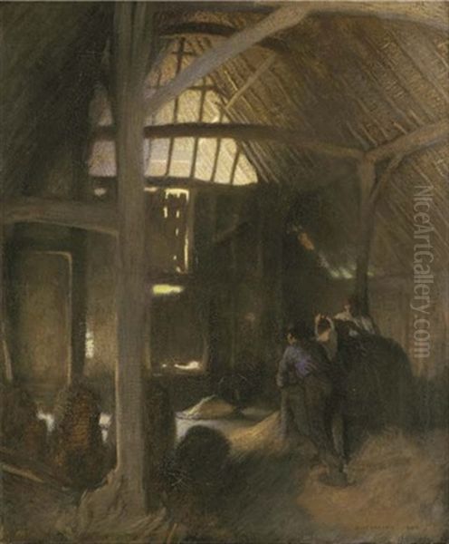 The Dark Barn Oil Painting by Sir George Clausen