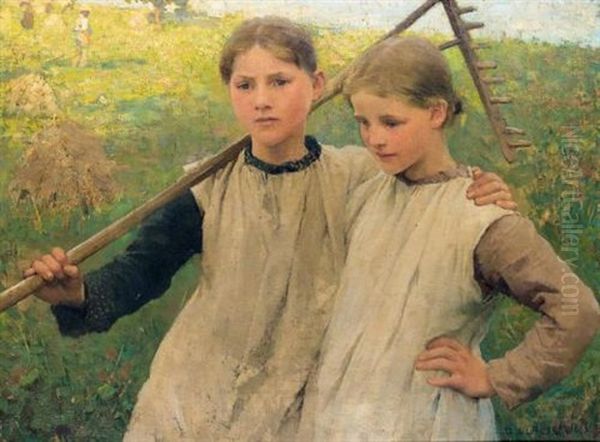 Little Haymakers Oil Painting by Sir George Clausen