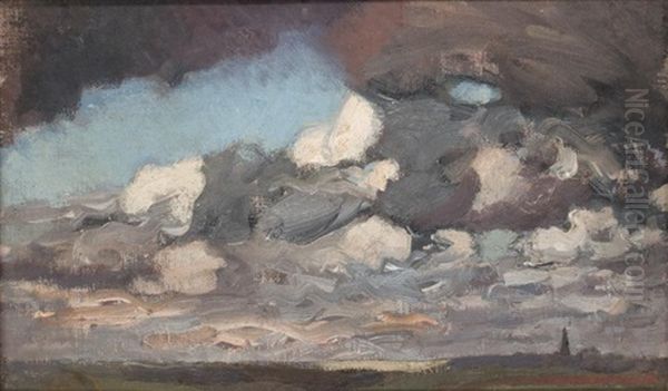 A Stormy Sky Oil Painting by Sir George Clausen