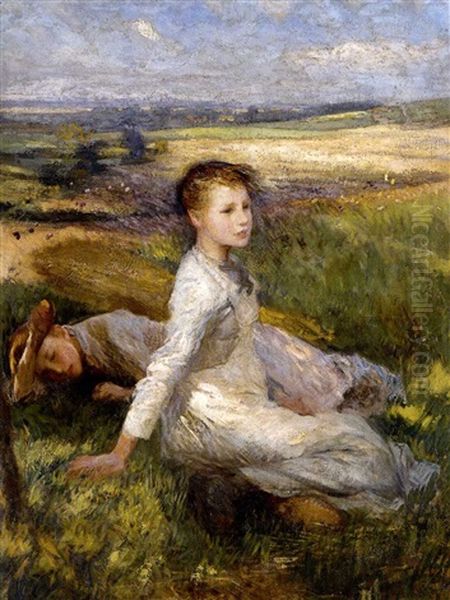 Summer In The Fields Oil Painting by Sir George Clausen