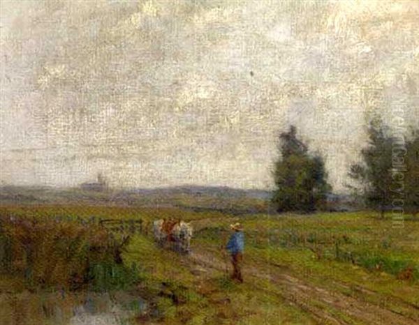 Ploughing The Field Oil Painting by Sir George Clausen