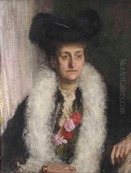 Portrait Of Mrs. Ida Fewster Oil Painting by Sir George Clausen