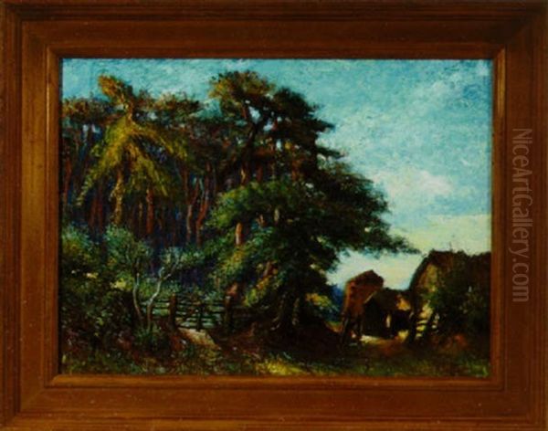 Woodland Landscape With Barn Oil Painting by Sir George Clausen