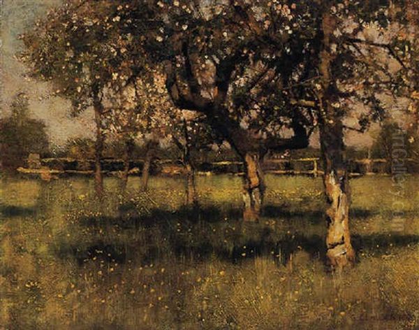 An Orchard In May Oil Painting by Sir George Clausen