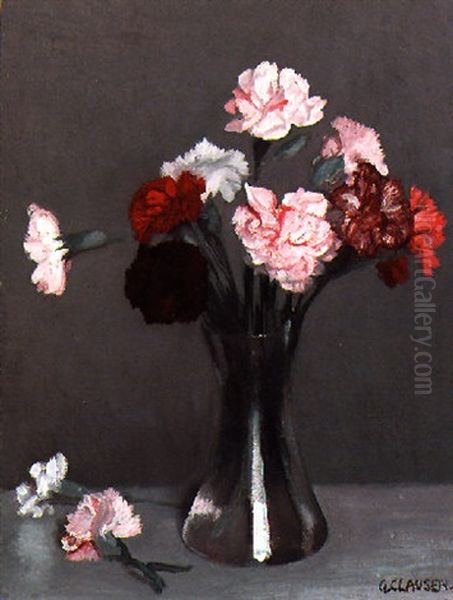 Still Life With Carnations Oil Painting by Sir George Clausen