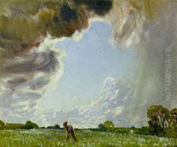 Upland And Sky Oil Painting by Sir George Clausen