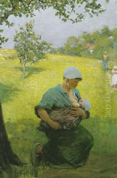 Spring Time Oil Painting by Sir George Clausen