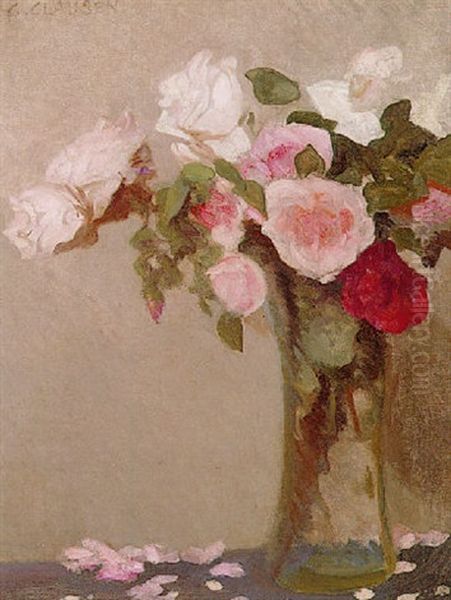 Still Life With Roses Oil Painting by Sir George Clausen