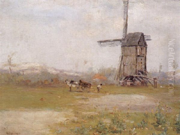 Mill At Merlemont Oil Painting by Sir George Clausen