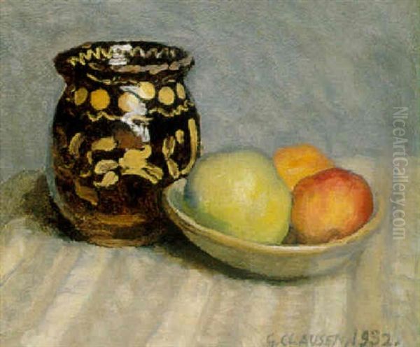 Still Life With Fruit Oil Painting by Sir George Clausen