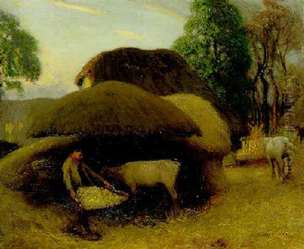 The Farmyard, Evening Oil Painting by Sir George Clausen