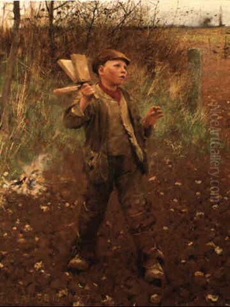 Bird-scaring Oil Painting by Sir George Clausen