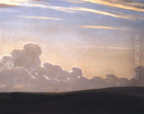 Landscape With Clouds Oil Painting by Sir George Clausen