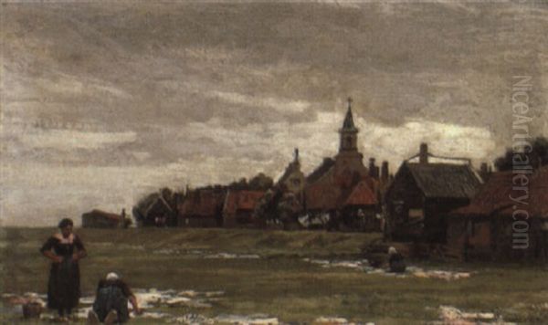 Dutch Village Oil Painting by Sir George Clausen