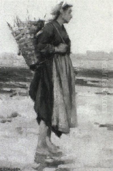 Breton Fisherwoman Oil Painting by Sir George Clausen