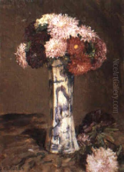 Asters Oil Painting by Sir George Clausen